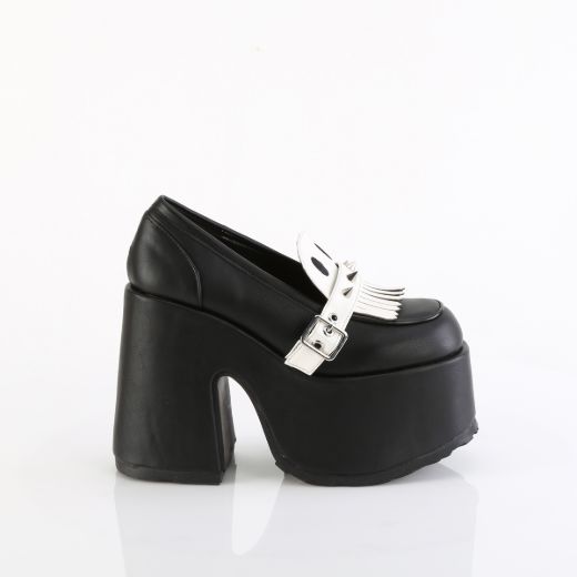 Product image of Demonia CAMEL-58 Blk Vegan Leather 5 Inch Chunky Heel 3 Inch Platform Oxford Shoe