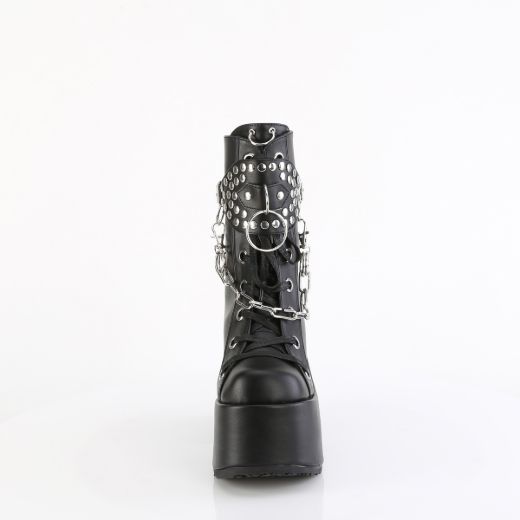 Product image of Demonia CAMEL-65 Blk Vegan Leather 5 Inch Chunky Heel 3 Inch P/F Lace-Up Mid-Calf Boot Back Zip