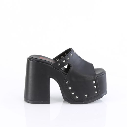 Product image of Demonia CAMEL-109 Blk Vegan Leather 5 Inch Chunky Heel 3 Inch Platform Slide