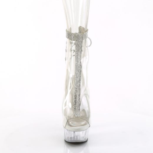 Product image of Pleaser DELIGHT-1018C-2RS Clr-RS/Clr 6 Inch Heel 1 3/4 Inch PF Open Toe/Heel Ankle Boot Side Zip