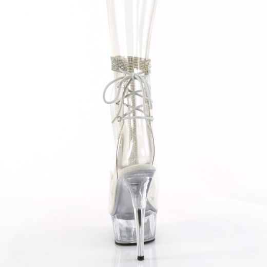 Product image of Pleaser DELIGHT-1018C-2RS Clr-RS/Clr 6 Inch Heel 1 3/4 Inch PF Open Toe/Heel Ankle Boot Side Zip
