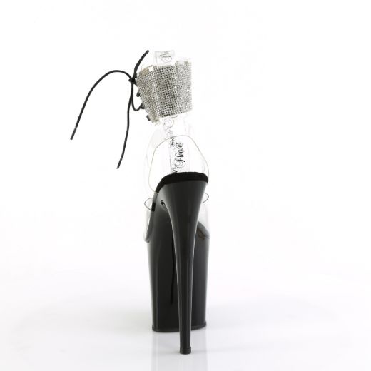 Product image of Pleaser FLAMINGO-891-2RS Clr/Blk 8 Inch Heel 4 Inch PF Rhinestoned Ankle Cuff Sandal