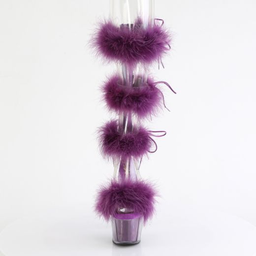 Product image of Pleaser ADORE-728F Clr-Purple Fur/M 7 Inch Heel 2 3/4 Inch PF Marabou Fur Sandal Back Zip