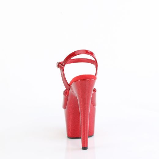 Product image of Pleaser ADORE-709GP Ruby Red Glitter Pat/M 7 Inch Heel 2 3/4 Inch PF Ankle Strap Sandal