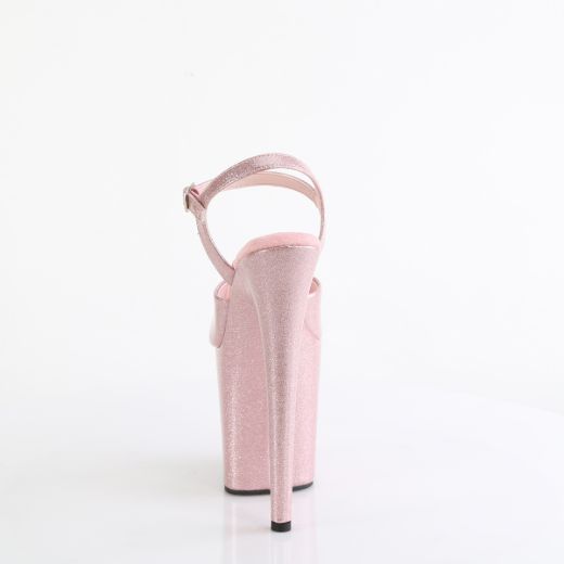 Product image of Pleaser FLAMINGO-809GP B. Pink Glitter Pat/M 8 Inch Heel 4 Inch PF Ankle Strap Sandal