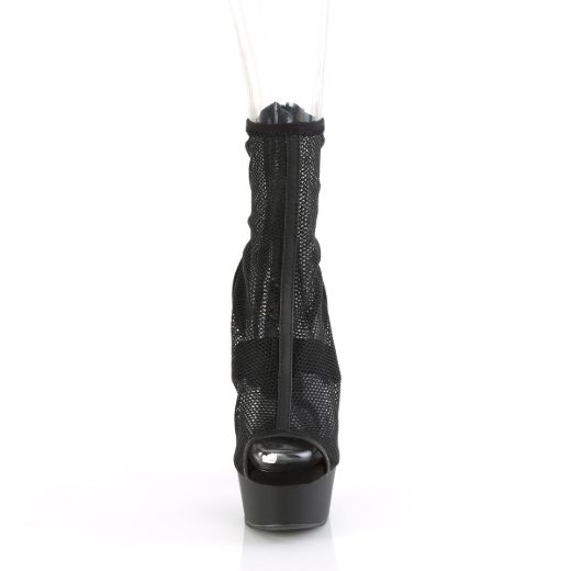 Product image of Pleaser DELIGHT-1006 Blk Faux Leather-Mesh/Blk Matte 6 Inch Heel 1 3/4 Inch PF Peep Toe Mesh Ankle Boot Back Zip