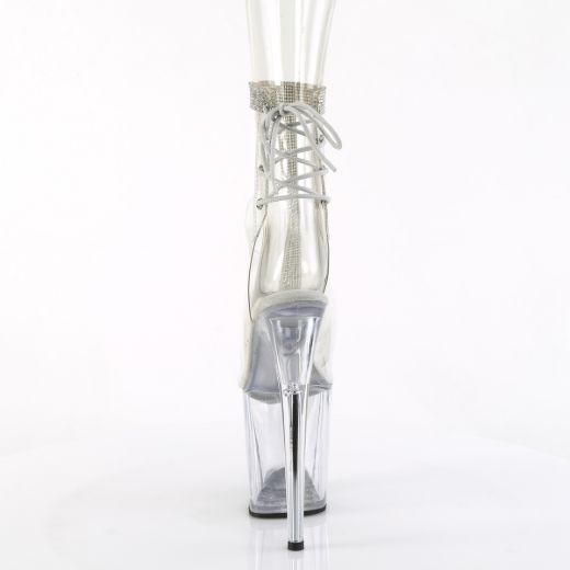 Product image of Pleaser FLAMINGO-1018C-2RS Clr-RS/Clr 8 Inch Heel 4 Inch PF Open Toe/Heel Ankle Boot w/RS