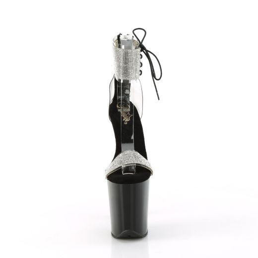 Product image of Pleaser FLAMINGO-827RS Clr-Blk/Blk 8 Inch Heel 4 Inch PF Ankle Cuff Sandal w/RS Back Zip
