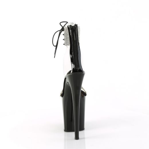 Product image of Pleaser FLAMINGO-827RS Clr-Blk/Blk 8 Inch Heel 4 Inch PF Ankle Cuff Sandal w/RS Back Zip