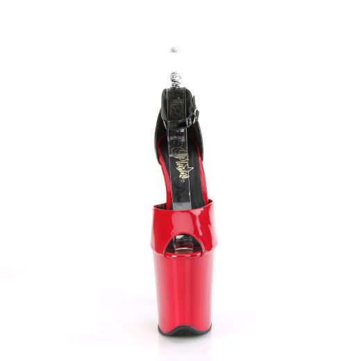 Product image of Pleaser FLAMINGO-868 Red-Blk Pat/Red-Blk 8 Inch Heel 4 Inch PF Close Back Ankle Strap Sandal