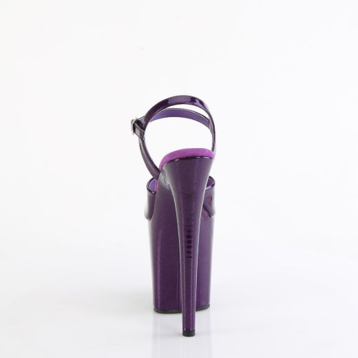 Product image of Pleaser FLAMINGO-809GP Purple Glitter Pat/M 8 Inch Heel 4 Inch PF Ankle Strap Sandal