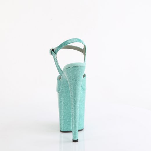 Product image of Pleaser FLAMINGO-809GP Aqua Glitter Pat/M 8 Inch Heel 4 Inch PF Ankle Strap Sandal