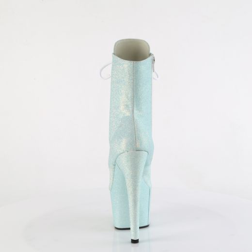Product image of Pleaser ADORE-1020SDG B. Blue Sawdust Glitter 7 Inch Heel 2 3/4 Inch PF Lace-Up Front Ankle Boot Side Zip