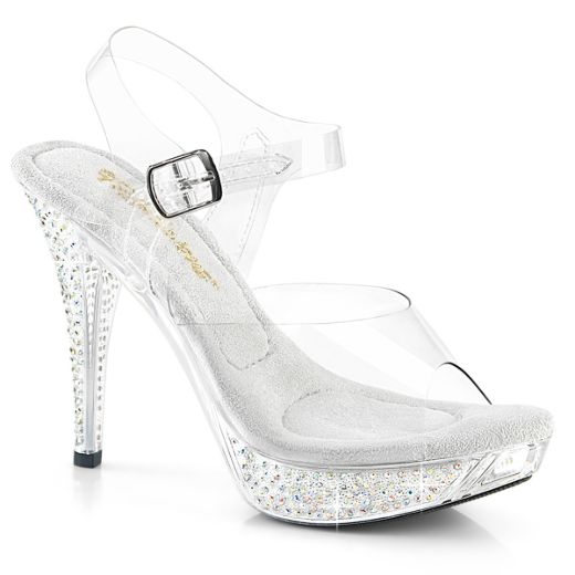 Product image of Fabulicious ELEGANT-408ABRS Clr/Clr 4 1/2 Inch Heel 1 Inch PF Ankle Strap Sandal w/ABRS