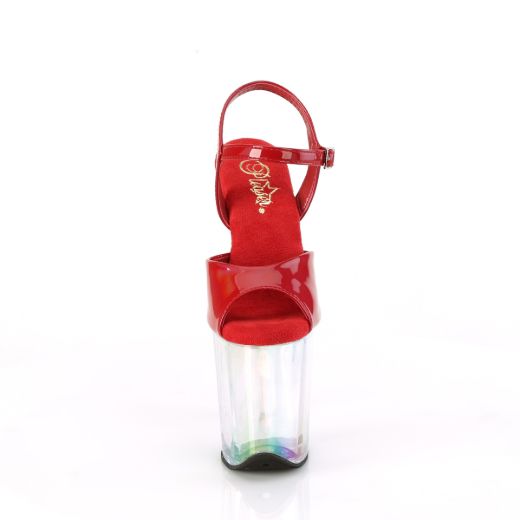 Product image of Pleaser FLAMINGO-809HT Red Holo Pat/Holo Tinted 8 Inch Heel 4 Inch Holo Tinted PF Ankle Strap Sandal