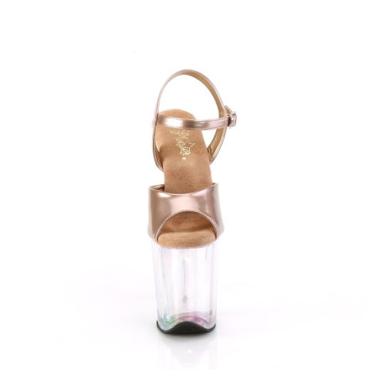 Product image of Pleaser FLAMINGO-809HT Rose Gold Holo Pat/Holo Tinted 8 Inch Heel 4 Inch Holo Tinted PF Ankle Strap Sandal