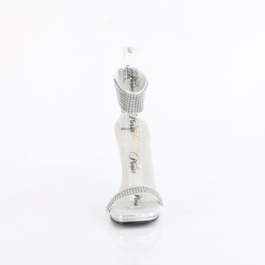 Product image of Fabulicious CHIC-40 Slv Shimmery Fabric-RS/Slv 4 1/2 Inch Heel 1/4 Inch PF Ankle Strap Sandal w/RS Back Zip