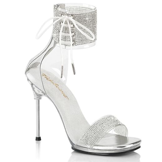 Product image of Fabulicious CHIC-47 Clr-Slv/Clr 4 1/2 Inch Heel 1/4 Inch PF Ankle Cuff Sandal w/RS Back Zip
