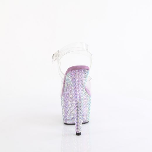 Product image of Pleaser BEJEWELED-708RRS Clr/Lavender RS 7 Inch Heel 2 3/4 Inch PF Ankle Strap Sandal w/ Resin RS