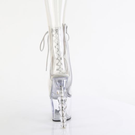 Product image of Pleaser BLISS-1016C Clr/Clr 7 Inch Beaded Heel 3 1/4 Inch PF Open Toe/Heel Lace-Up Ankle Boot