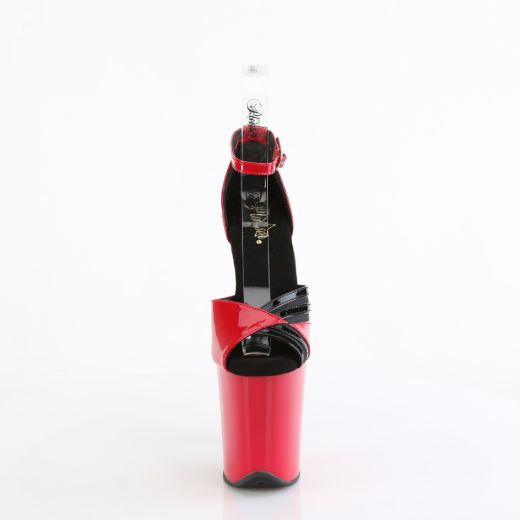 Product image of Pleaser FLAMINGO-884 Red-Blk/Red-Blk 8 Inch Heel 4 Inch PF Two Tone Close Back Ankle Strap Sandal