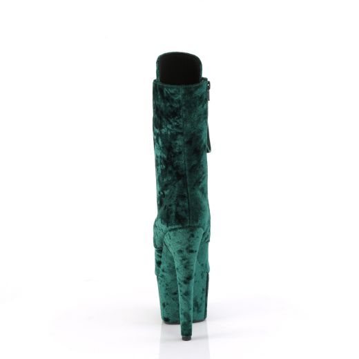 Product image of Pleaser ADORE-1045VEL Emerald Green Velvet/Emerald Green Velvet 7 Inch Heel 2 3/4 Inch PF Velvet Lace-Up Front Ankle Boot
