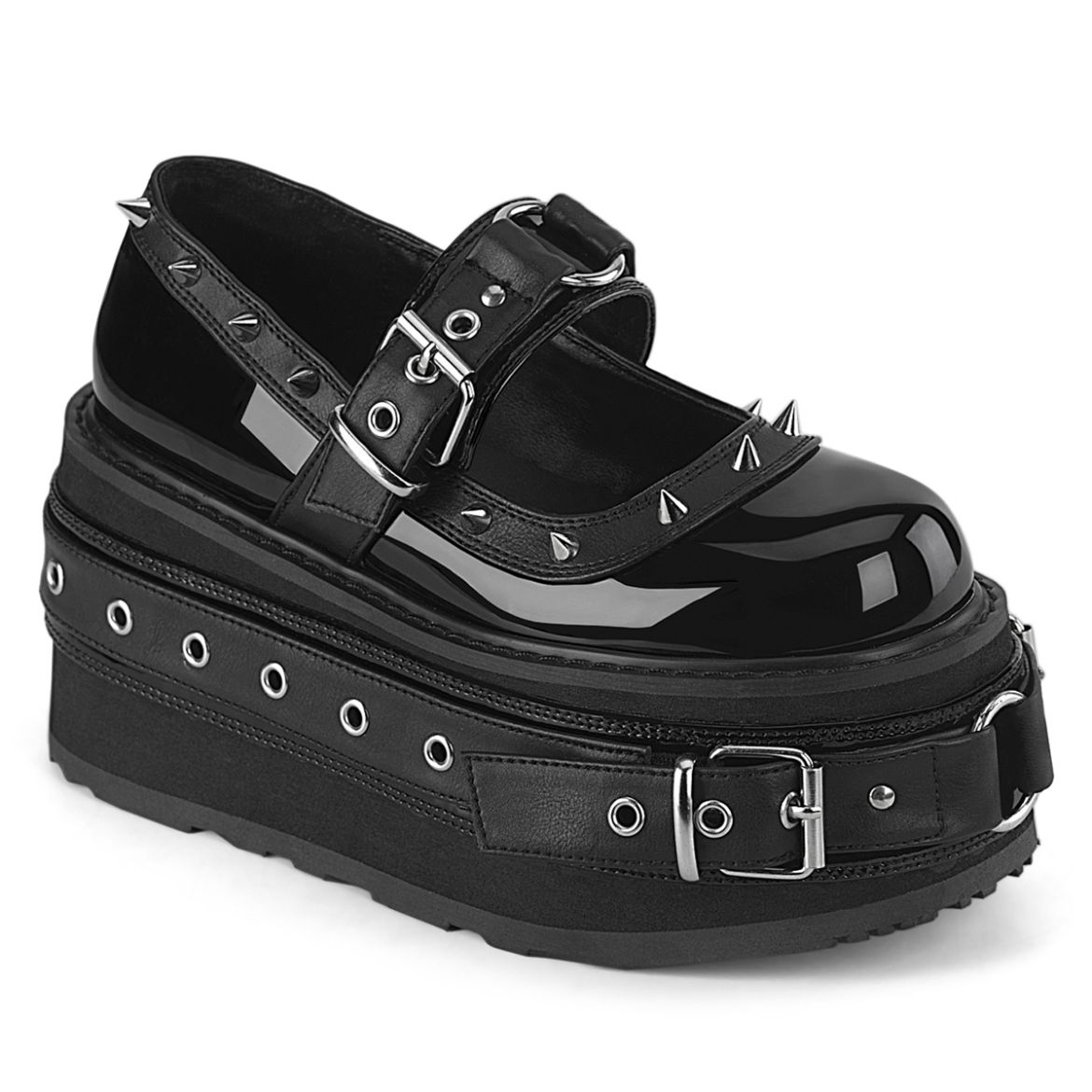 Product image of Demoniacult DAMNED-20 Blk Pat-Vegan Leather 3 1/2 Inch PF Lace-Up Maryjane