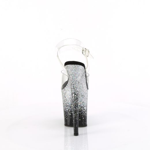 Product image of Pleaser FLAMINGO-808SS Clr/Blk-Slv Multi Glitter 8 Inch Heel 4 Inch PF Ankle Strap Sandal