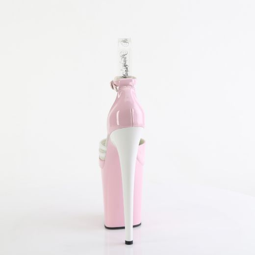 Product image of Pleaser FLAMINGO-884 B. Pink-Wht/Pink-Wht 8 Inch Heel 4 Inch PF Two Tone Close Back Ankle Strap Sandal
