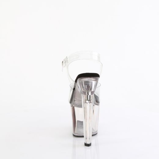 Product image of Pleaser LOVESICK-708T Clr/Smoke Tinted 7 Inch Heart Shaped Heel 3 1/4 Inch PF Ankle Strap Sandal
