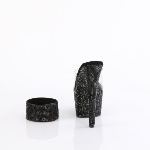 Product image of Pleaser BEJEWELED-712RS Clr/Blk RS 7 Inch Heel 2 3/4 Inch PF RS Embellished Slide w/Matching Cuff