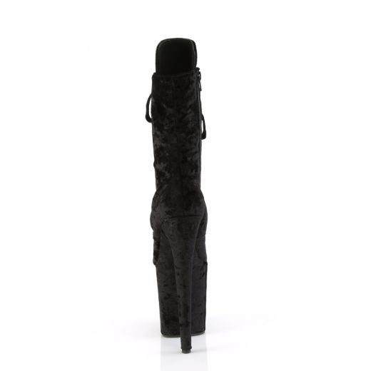 Product image of Pleaser FLAMINGO-1045VEL Blk Velvet/Blk Velvet 8 Inch Heel 4 Inch PF Velvet Lace-Up Front Ankle Boot