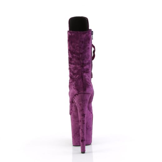 Product image of Pleaser FLAMINGO-1045VEL Purple Velvet/Purple Velvet 8 Inch Heel 4 Inch PF Velvet Lace-Up Front Ankle Boot