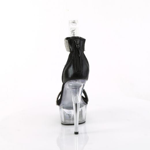Product image of Pleaser DELIGHT-641 Blk Shimmery Fabric/Clr 6 Inch Heel 1 3/4 Inch PF Rhinestoned Close Back Sandal Back Zip