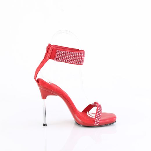 Product image of Fabulicious CHIC-40 Red Faux Leather-RS/Red 4 1/2 Inch Heel 1/4 Inch PF Ankle Strap Sandal w/RS Back Zip