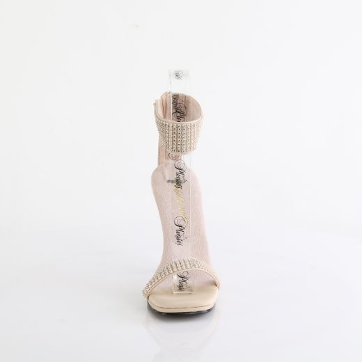 Product image of Fabulicious CHIC-40 Tan Faux Leather-RS/Tan 4 1/2 Inch Heel 1/4 Inch PF Ankle Strap Sandal w/RS Back Zip