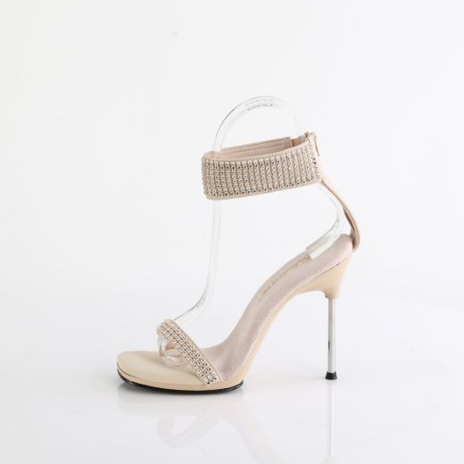 Product image of Fabulicious CHIC-40 Tan Faux Leather-RS/Tan 4 1/2 Inch Heel 1/4 Inch PF Ankle Strap Sandal w/RS Back Zip