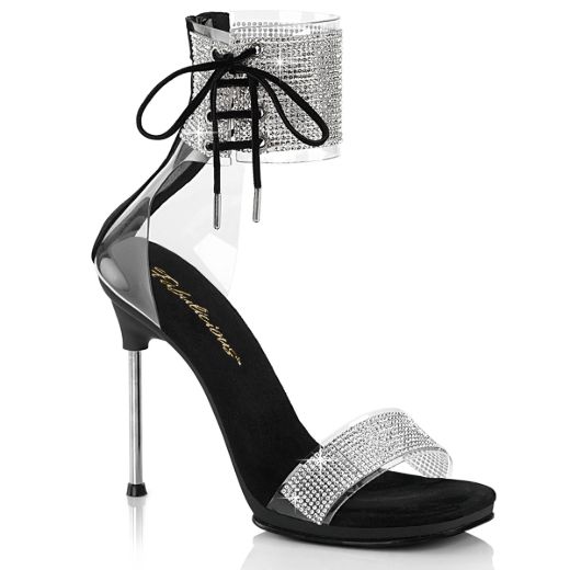 Product image of Fabulicious CHIC-47 Clr-Blk/Blk 4 1/2 Inch Heel 1/4 Inch PF Ankle Cuff Sandal w/RS Back Zip