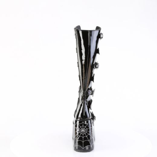 Product image of Demoniacult CAMEL-223 Blk Pat 5 Inch Chunky Heel 3 Inch P/F Open Front Knee High BT Inside Zip