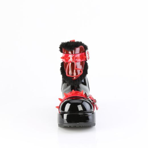 Product image of Demoniacult CUBBY-57 Blk Pat-Red PVC 2 3/4 Inch Platform Ankle Boot Inside Zip