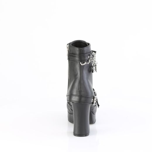 Product image of Demoniacult GOTHIKA-66 Blk Vegan Leather 3 3/4 Inch Heel 1 1/4 Inch PF Lace-Up  Mid-Calf Boot Inside Zip