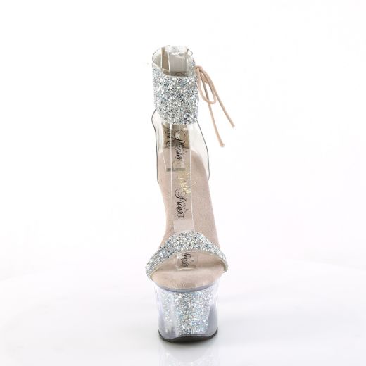 Product image of Pleaser SKY-327RSI Slv Multi RS-Nude/Slv RS 7 Inch Heel 2 3/4 Inch PF Ankle Cuff Sandal w/RS Back Zip