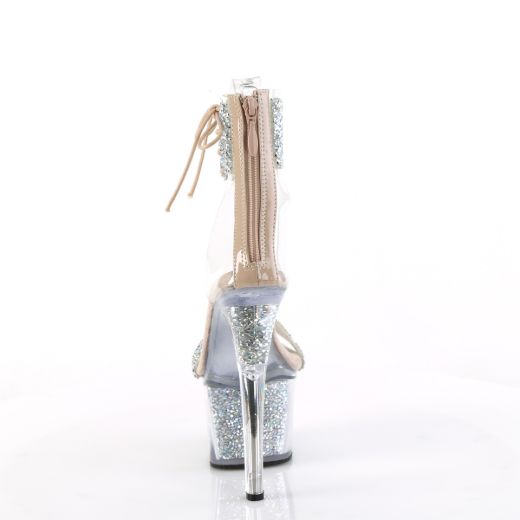 Product image of Pleaser SKY-327RSI Slv Multi RS-Nude/Slv RS 7 Inch Heel 2 3/4 Inch PF Ankle Cuff Sandal w/RS Back Zip