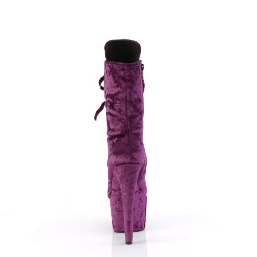 Product image of Pleaser ADORE-1045VEL Purple Velvet/Purple Velvet 7 Inch Heel 2 3/4 Inch PF Velvet Lace-Up Front Ankle Boot