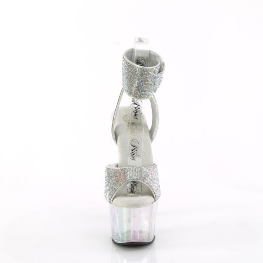 Product image of Pleaser ADORE-791HTRS Slv AB RS-TPU/Holo Tinted 7 Inch Heel 2 3/4 Inch PF Ankle Cuff Sandal w/RS