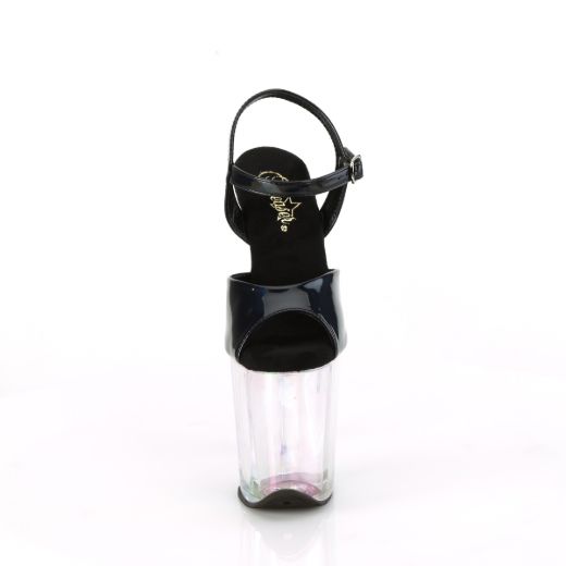 Product image of Pleaser FLAMINGO-809HT Blk Holo Pat/Holo Tinted 8 Inch Heel 4 Inch Holo Tinted PF Ankle Strap Sandal