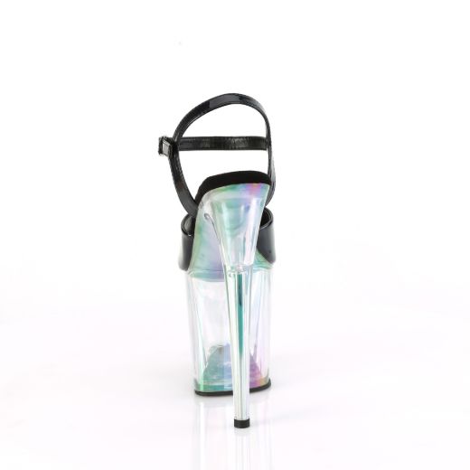 Product image of Pleaser FLAMINGO-809HT Blk Holo Pat/Holo Tinted 8 Inch Heel 4 Inch Holo Tinted PF Ankle Strap Sandal