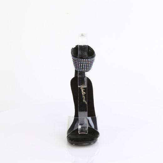 Product image of Fabulicious CHIC-42 Clr-Blk Faux Leather-AB RS/Blk 4 1/2 Inch Heel 1/4 Inch PF Ankle Strap Sandal w/RS Back Zip