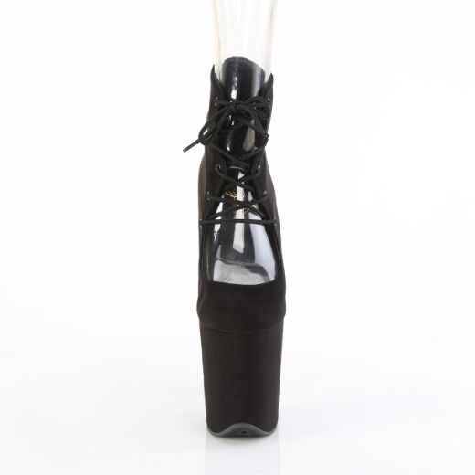 Product image of Pleaser FLAMINGO-800-22 Blk Faux Suede/Blk Faux Suede 8 Inch Heel 4 Inch PF Lace-Up Front Bootie