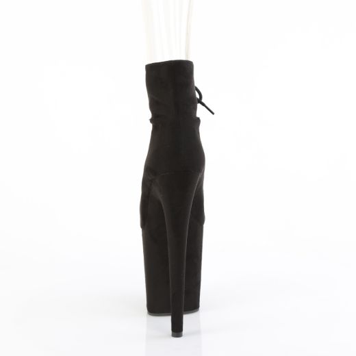 Product image of Pleaser FLAMINGO-800-22 Blk Faux Suede/Blk Faux Suede 8 Inch Heel 4 Inch PF Lace-Up Front Bootie